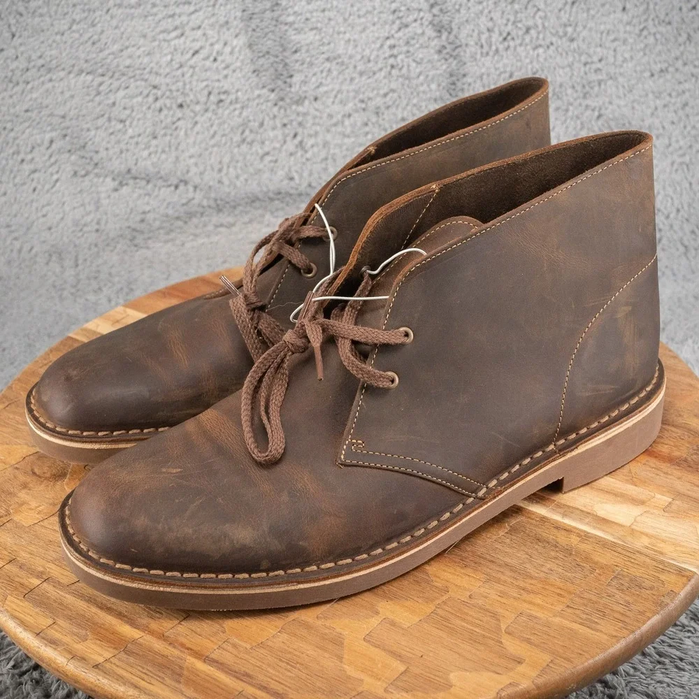 CLARKS BUSHCARE 2 LEATHER CHUKKA ANKLE BOOTS MENS 11.5 SHOES BROWN CASUAL‎